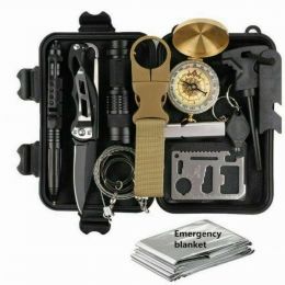14 in 1 Outdoor Emergency Survival Gear Kit Camping Tactical Tools SOS EDC Case (Pack of 1)
