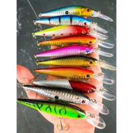 Rattling Large Lip Floating Hard Crankbait Fishing Lure Set (10piece) (Pack of 1 Pack of 10)
