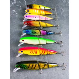8 piece Jointed Rattling Floating Swimbait Hard Fishing Lures (Pack of 1 Pack of 8)