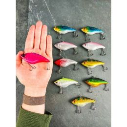 10 piece Lipless Shimmer Rattling Diving Minnow Crankbait Fishing Lure (Pack of 1 Pack of 10)